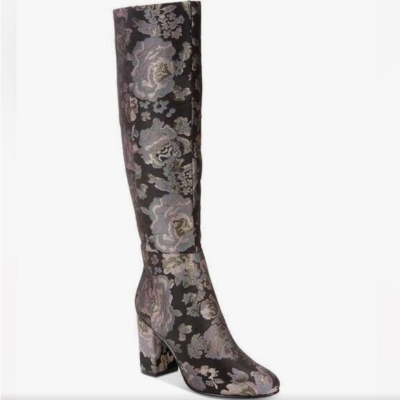 Kenneth Cole Reaction Shoes - Kenneth Cole Reaction Time To Step Black Floral Knee High Boots Size 9 NWOT